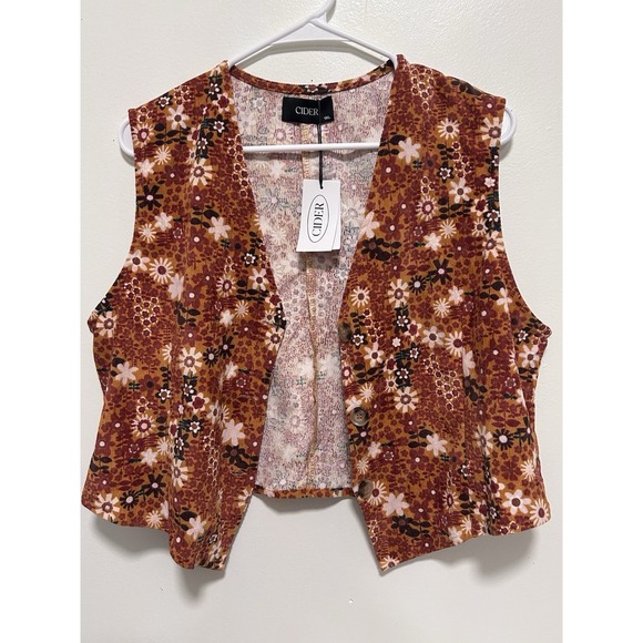 Cider Jackets & Blazers - Cider Floral Corduroy Vest Size XL